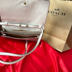 White Coach Crossbody Bag.Genuine leather wear it dressy or casual
